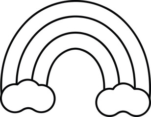 Cute Rainbow Line Art Drawing Vector | Kawaii, Weather & Whimsical Line Icon