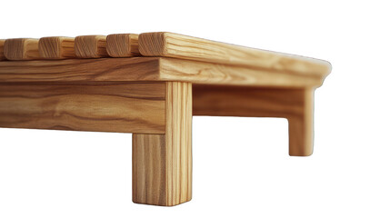 Modern Wooden Coffee Table Detail Natural Light Wood Grain Slatted Top Sturdy Legs