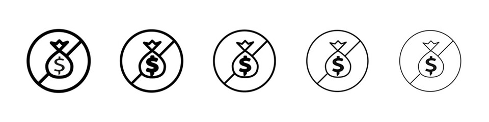No money icon Symbol mark in Outline style