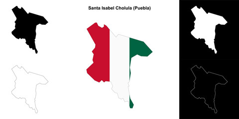 Santa Isabel Cholula municipality (Puebla) outline map set