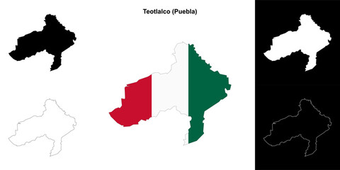 Teotlalco municipality (Puebla) outline map set