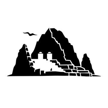 machu picchu icon, machu picchu silhouette vector illustration-simple silhouette illustration of machu picchu, perfect for machu picchu logos and icons