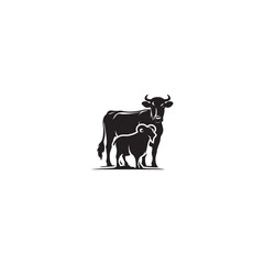cow and goat logo vector