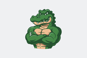 crocodile bodybuilder illustration vector
