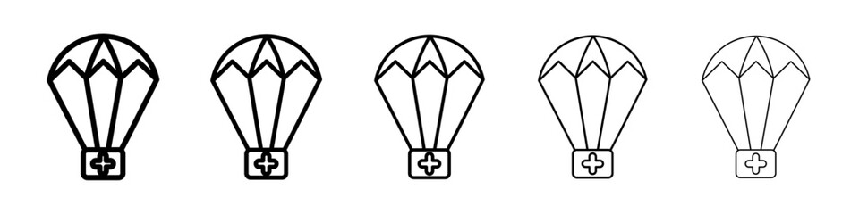 parachute with first aid kit icon Symbol mark in Outline style