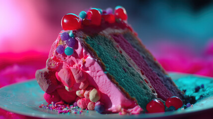 Super Yummy Crazy Technicolor Candy Birthday Cake Slices!