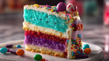 Super Yummy Crazy Technicolor Candy Birthday Cake Slices!