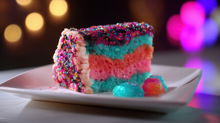 Super Yummy Crazy Technicolor Candy Birthday Cake Slices!