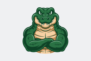 crocodile bodybuilder illustration vector
