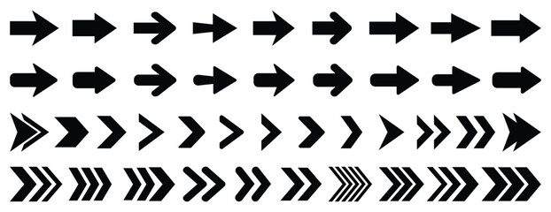 Arrows big black set icons. Arrow icon. Arrow vector collection. Arrow. Cursor. Modern simple arrows. Set arrow icon. Collection different arrows sign. Black vector arrows. Vector illustration