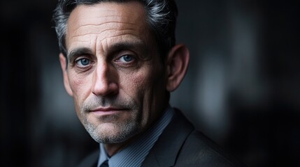 Fototapeta premium Professional Middle-Aged Businessman in Charcoal Suit Portrait
