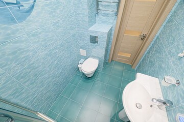 interior apartment room bathroom, sink, decorative elements, toilet