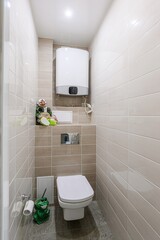 interior apartment room bathroom, sink, decorative elements, toilet
