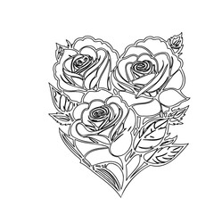 Heart-Shaped Floral Arrangement with Rose Silhouettes