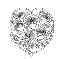Fototapeta premium Floral Heart Outline Design with Roses