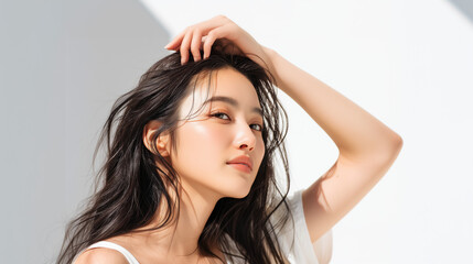 Fototapeta premium 美容系モデルのアジア人女性、AI