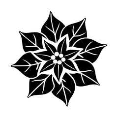 poinsettia flower icon, poinsettia flower silhouette vector illustration-simple silhouette illustration of poinsettia flower, perfect for poinsettia flower logos and icons