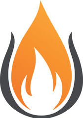 vector fire icon, Stylized Abstract Fire Symbol with Two-Tone Color Scheme and Sleek Lines Vector Illustration Representing Heat, Energy, or Power in a Modern Minimal Style