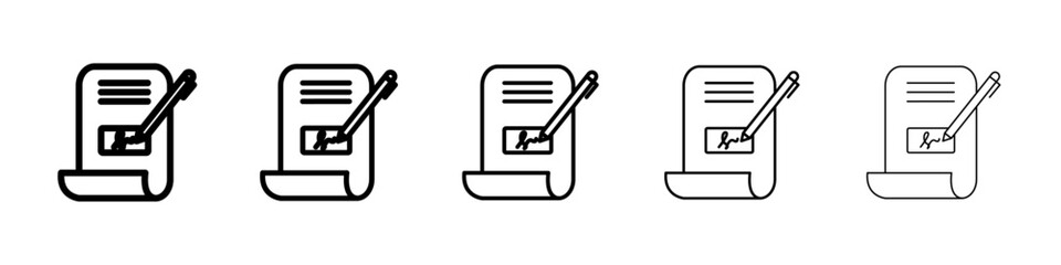 Signature in documents icon Symbol mark in Outline style
