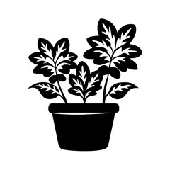 potted herbs icon, potted herbs silhouette vector illustration-simple silhouette illustration of potted herbs, perfect for potted herbs logos and icons