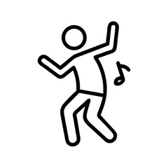 Dancing figure with musical note for party invitations, music festival promotion, dance studio branding, or entertainment apps
