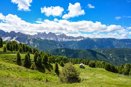 View of Aferer and Villn&ouml;sser Geisler near Brixen (Bressanone) in South Tyrol (Alto Adige)