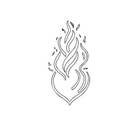 Outlined Flame Heart Artistic Graphic Element