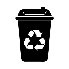 recycling bin icon, recycling bin silhouette vector illustration-simple silhouette illustration of recycling bin, perfect for recycling bin logos and icons