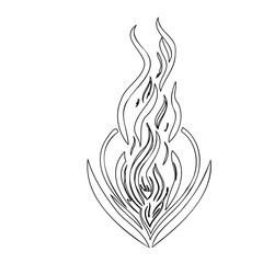 Monochrome Illustration of Flame with Unique Design