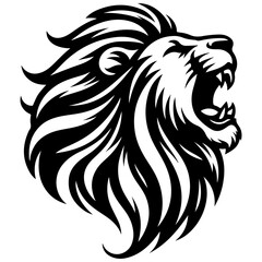 black and white lion vector 
