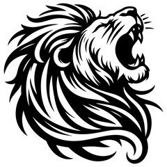 black and white lion vector 