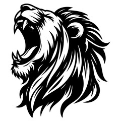 black and white lion vector 