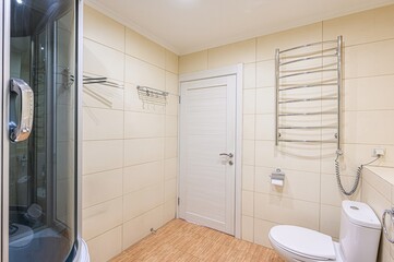 interior apartment room bathroom, sink, decorative elements, toilet