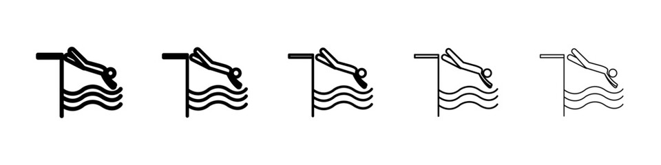 swimmer jumping icon Symbol mark in Outline style