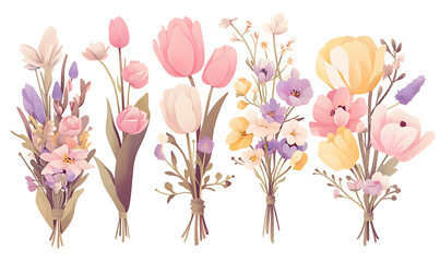 Floral flower vector Illustrations on white background
