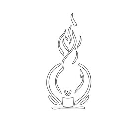 Outlined Candlelight Flame Illustration on White