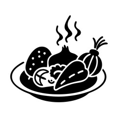 roasted vegetables icon, roasted vegetables silhouette vector illustration-simple silhouette illustration of roasted vegetables, perfect for roasted vegetables logos and icons