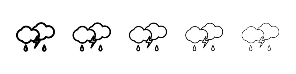 Thunderstorm icon Symbol mark in Outline style