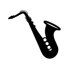 saxophone icon, saxophone silhouette vector illustration-simple silhouette illustration of saxophone, perfect for saxophone logos and icons