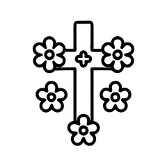 Fototapeta premium Christian cross with floral design vector illustration for easter and religious concepts design
