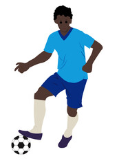 Football. Soccer player with ball. Vector illustration. Soccer player on white isolated background. Soccer banner template.