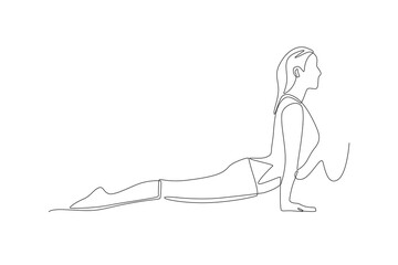 Woman doing pilates. Pilates concept one-line drawing