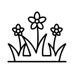 Vector drawing of simple flowers in grass illustration floral design spring garden art clip art nature 90