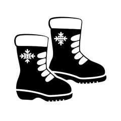 snow boots icon, snow boots silhouette vector illustration-simple silhouette illustration of snow boots, perfect for snow boots logos and icons