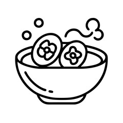 Bowl of soup with flower garnish vector illustration delicious food icon restaurant menu design graphic