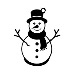 snowman icon, snowman silhouette vector illustration-simple silhouette illustration of snowman, perfect for snowman logos and icons