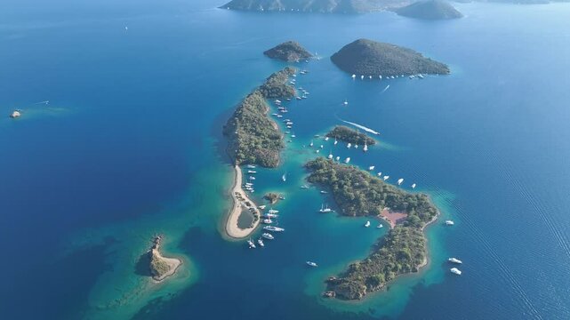 Turkish Maldives Gocek Islands Drone Video, Gocek Fethiye, Mugla Turkiye (Turkey)
