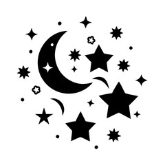starry night background icon, starry night background silhouette vector illustration-simple silhouette illustration of starry night background, perfect for starry night background logos and icons
