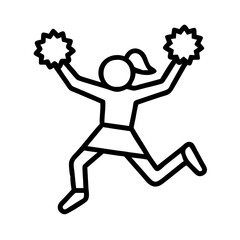 Cheerleader silhouette vector art illustration of girl with pom poms jumping cheerleader graphic design