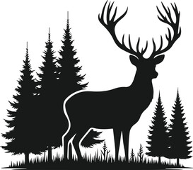 Obraz premium Deer vector silhouette